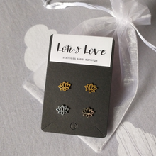 Load image into Gallery viewer, Lotus Love Earrings Set (gold and silver)
