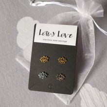 Load image into Gallery viewer, Lotus Love Earrings Set (gold and silver)