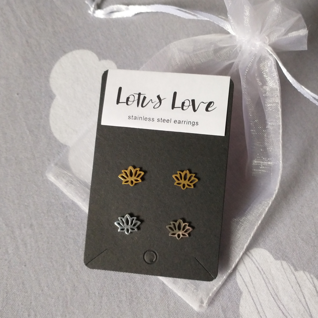 Lotus Love Earrings Set (gold and silver)