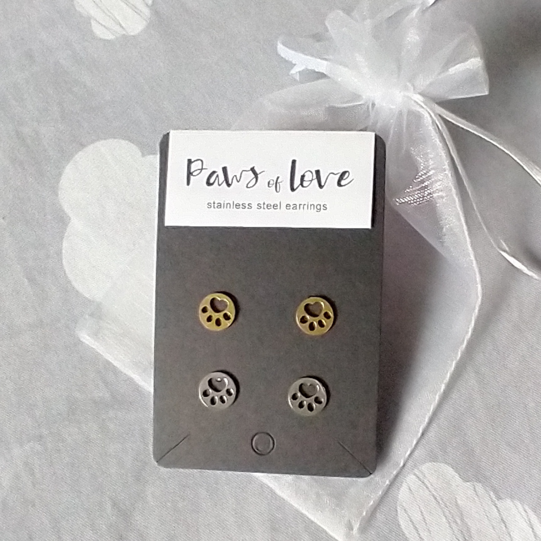 Paws Earrings Set (gold and silver)