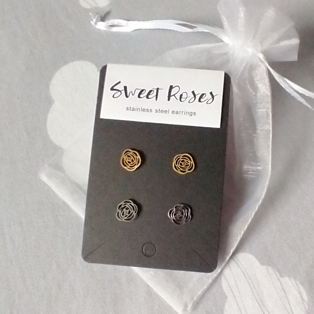 Roses Earrings Set (gold and silver)