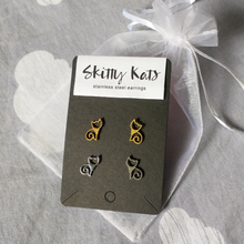 Load image into Gallery viewer, Cat Earrings Set (gold and silver)
